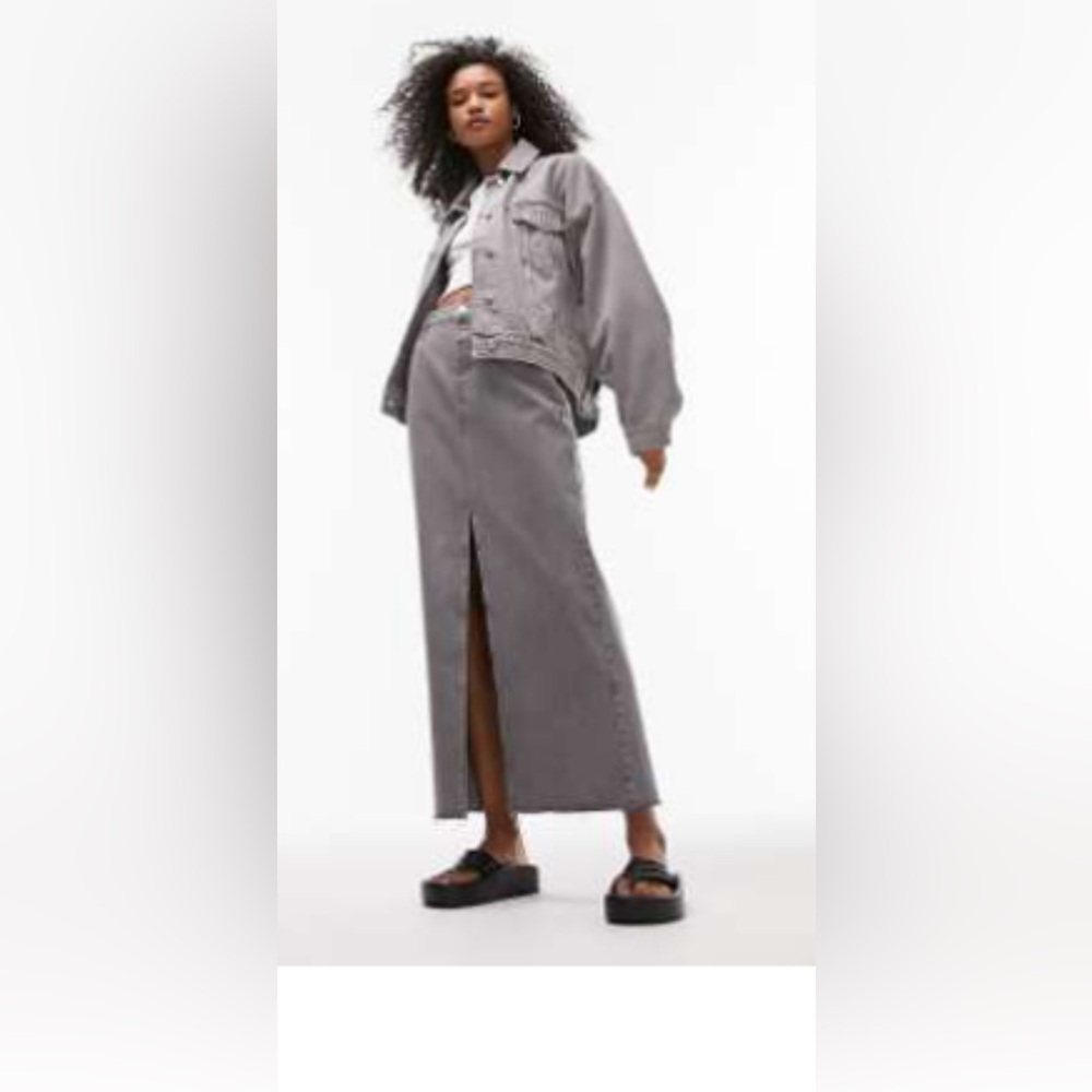 Topshop washed denim skirt set sz 6